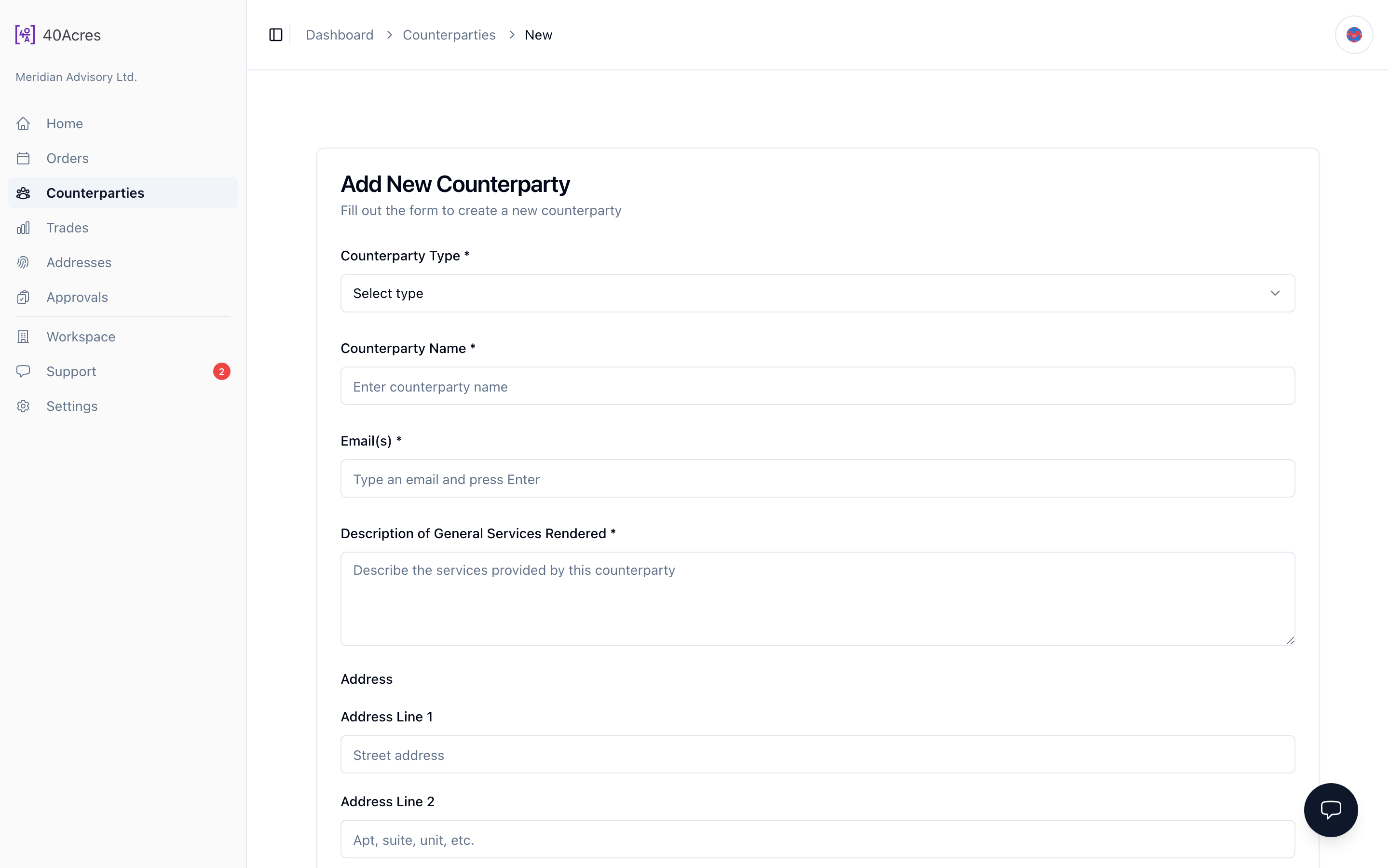 Add counterparty — /dashboard/counterparties/new